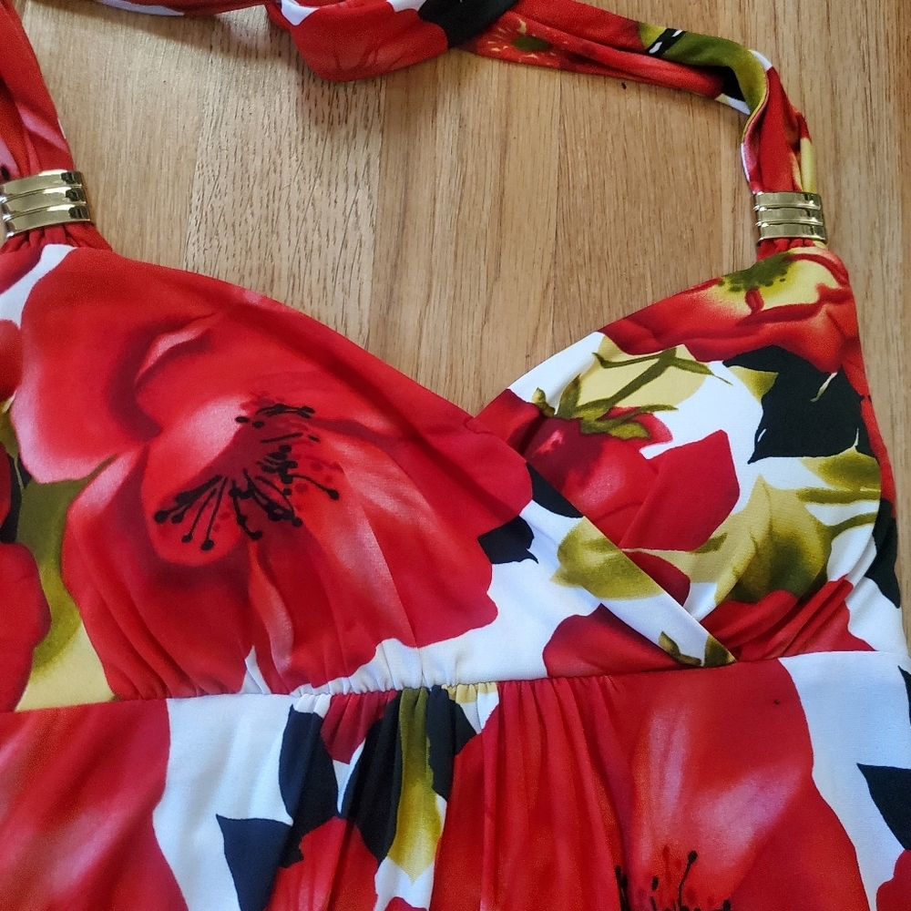 Cache All Over Floral Print Halter Baby Doll Blouse, Size Medium - Picture 3 of 6